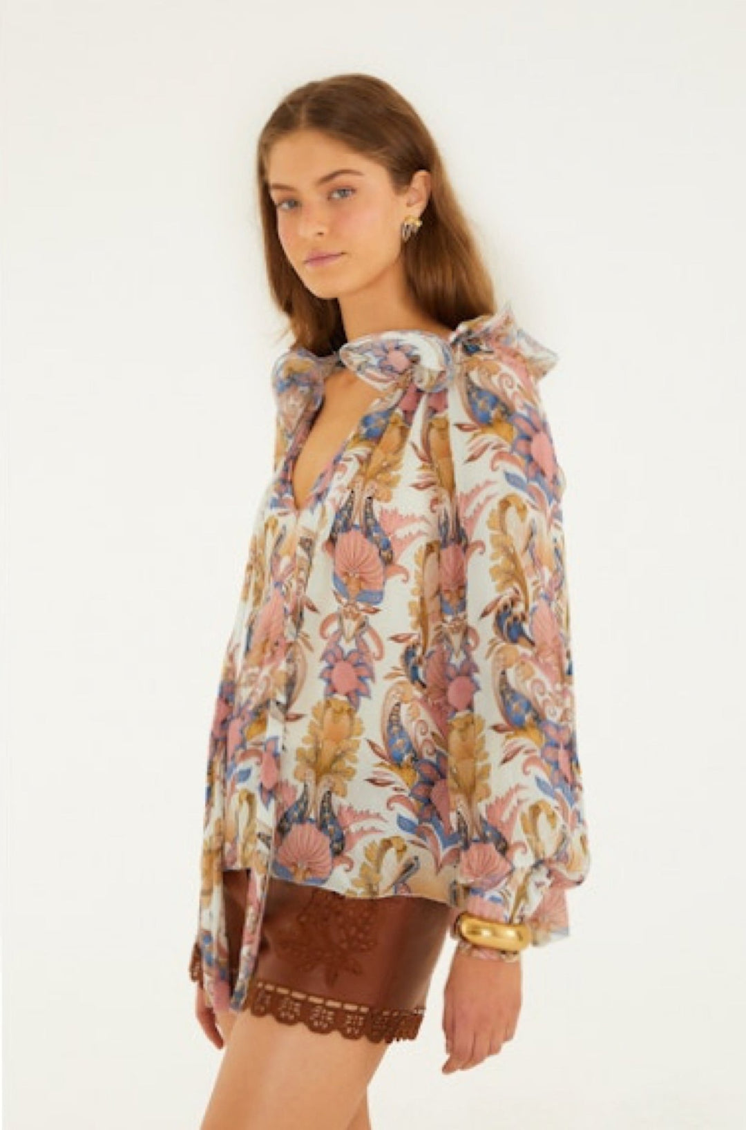 Sea Garden Off White Long Sleeve Blouse - obligato