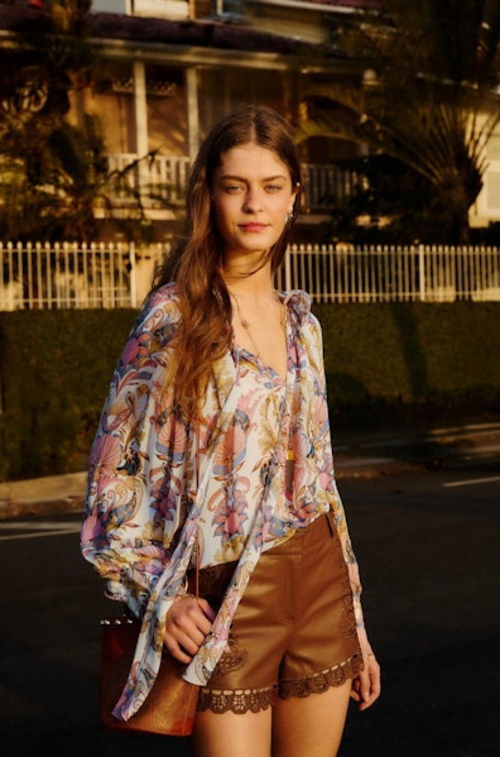 Sea Garden Off White Long Sleeve Blouse - obligato