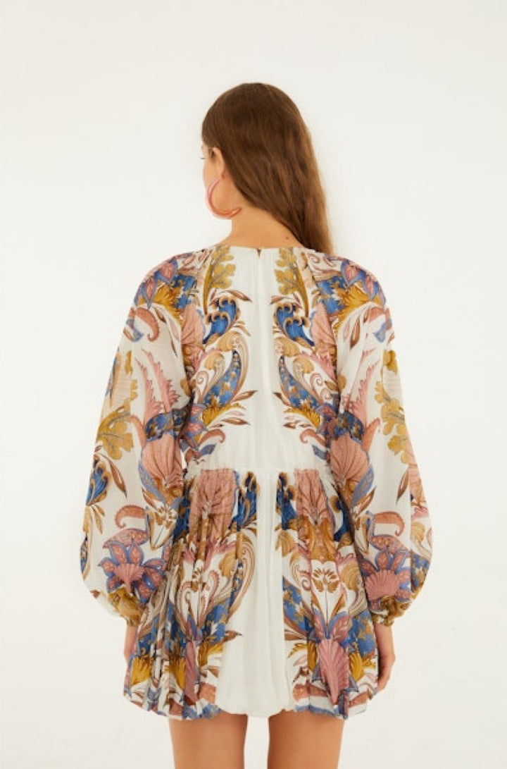 Sea Garden Off White Mini Bubble Dress - obligato