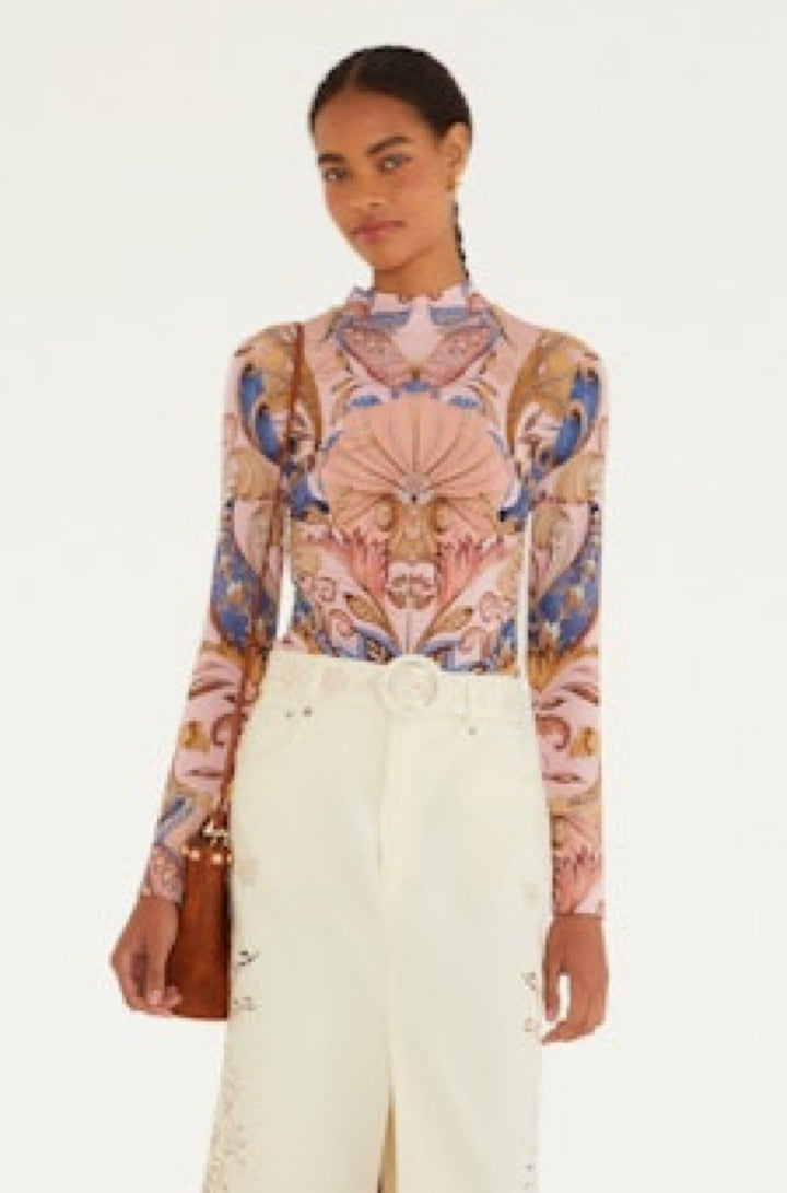 Sea Garden Soft Pink Jersey Blouse - obligato