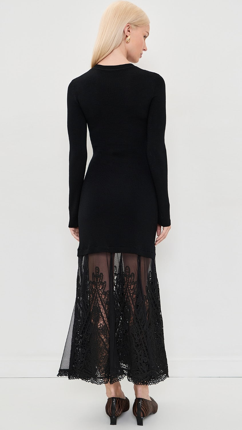 Vali embellished mixed media maxi dress