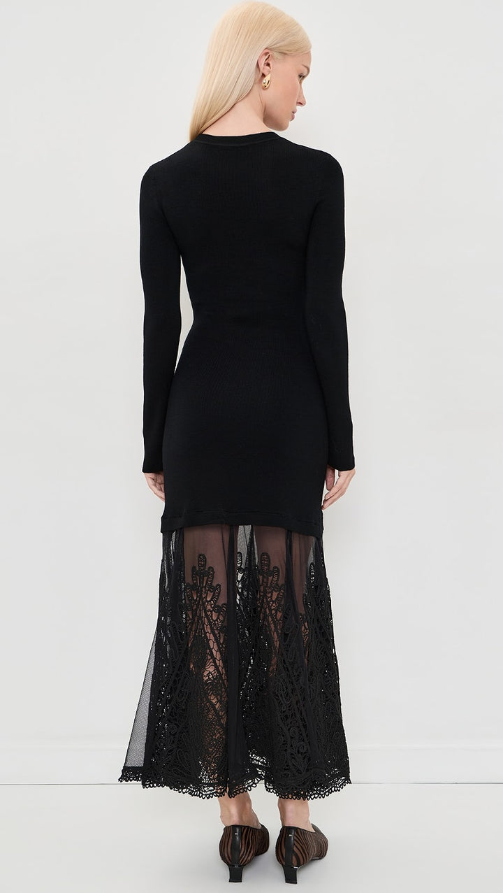 Vali embellished mixed media maxi dress