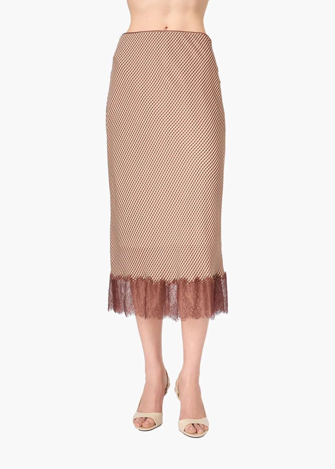 Sharon Midi Skirt Brown Gingham - obligato