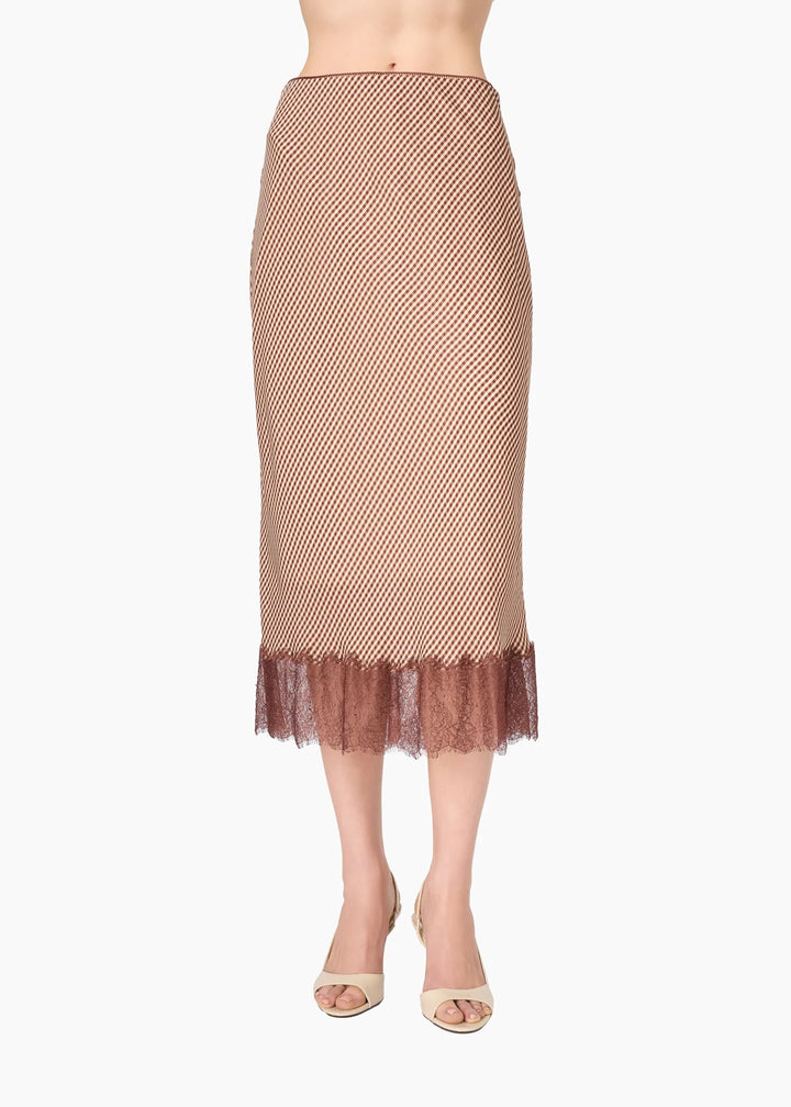 Sharon Midi Skirt Brown Gingham - obligato