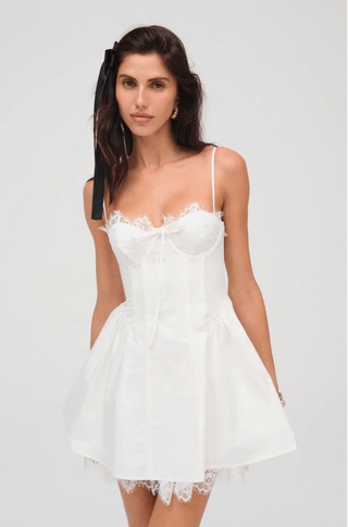 Shea Mini Dress in White - obligato