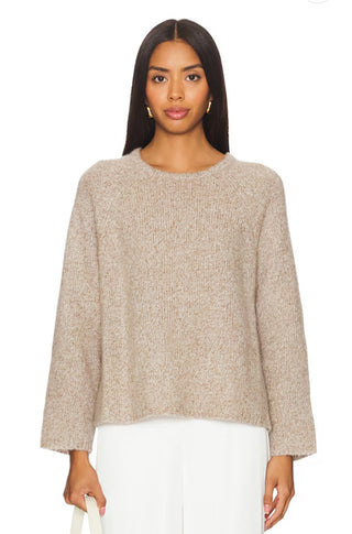 Sierra Crew Neck Sweater in Heather Brown - obligato