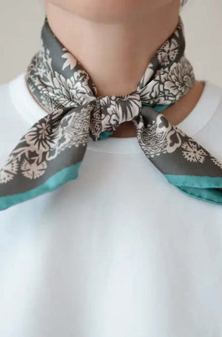 Silk Twill Scarf in Blossom Iron - obligato