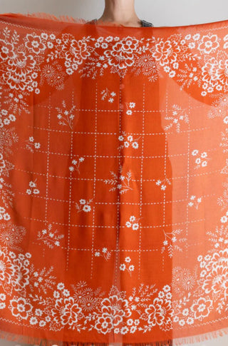Silk Twill Scarf in Blossom Tobacco - obligato
