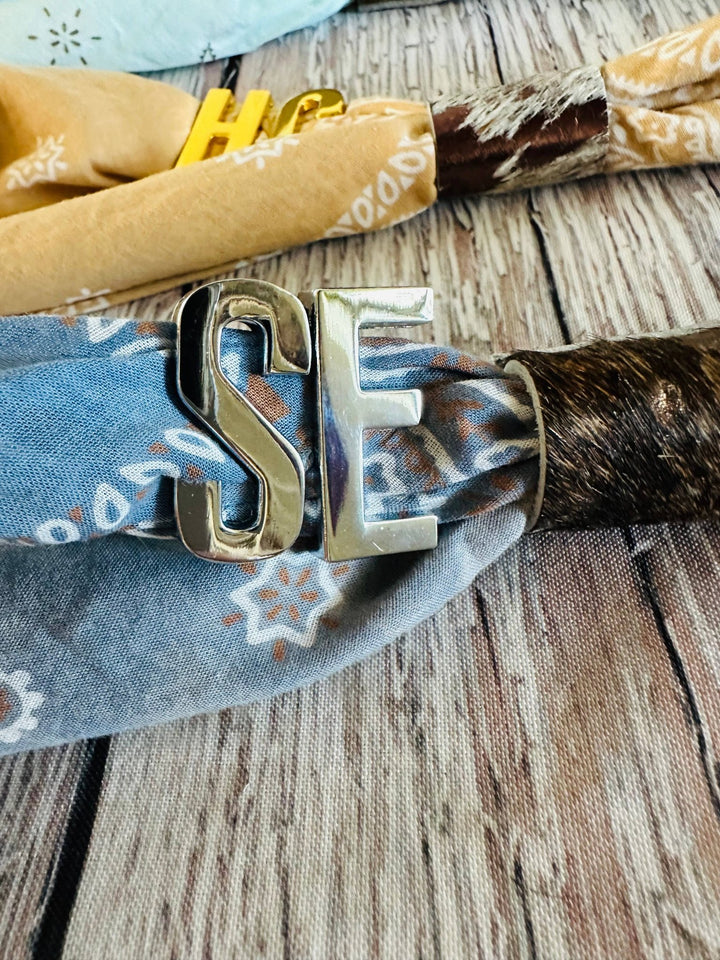 Silver Large Letter Bandana Charm Slides: L - obligato