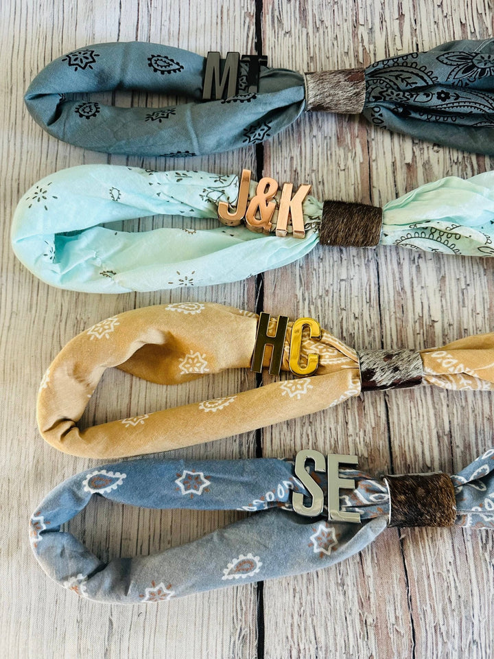 Silver Large Letter Bandana Charm Slides: V - obligato