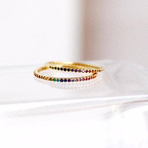 Single Band Rainbow Stone Ring: 6 - obligato
