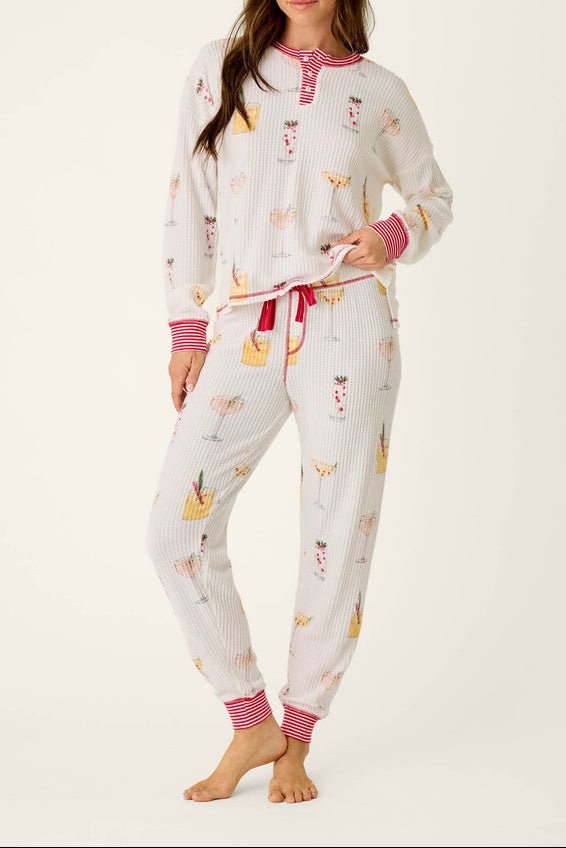 Ski Jammie Classics Cocktail Print Long Sleeve PJ Set - obligato