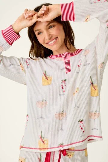 Ski Jammie Classics Cocktail Print Long Sleeve PJ Set - obligato