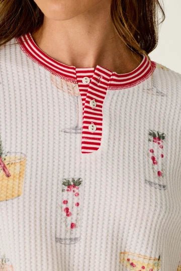 Ski Jammie Classics Cocktail Print Long Sleeve PJ Set - obligato