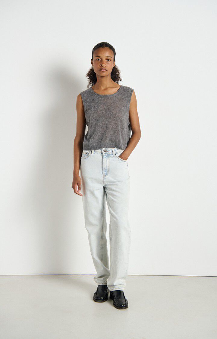 Sleeveless Knit Sweater in Gray Melange - obligato