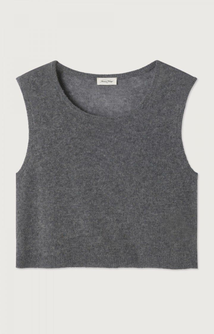 Sleeveless Knit Sweater in Gray Melange - obligato