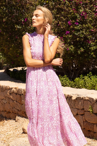 Sleeveless Smocked Maxi Dress in Malta Pink - obligato