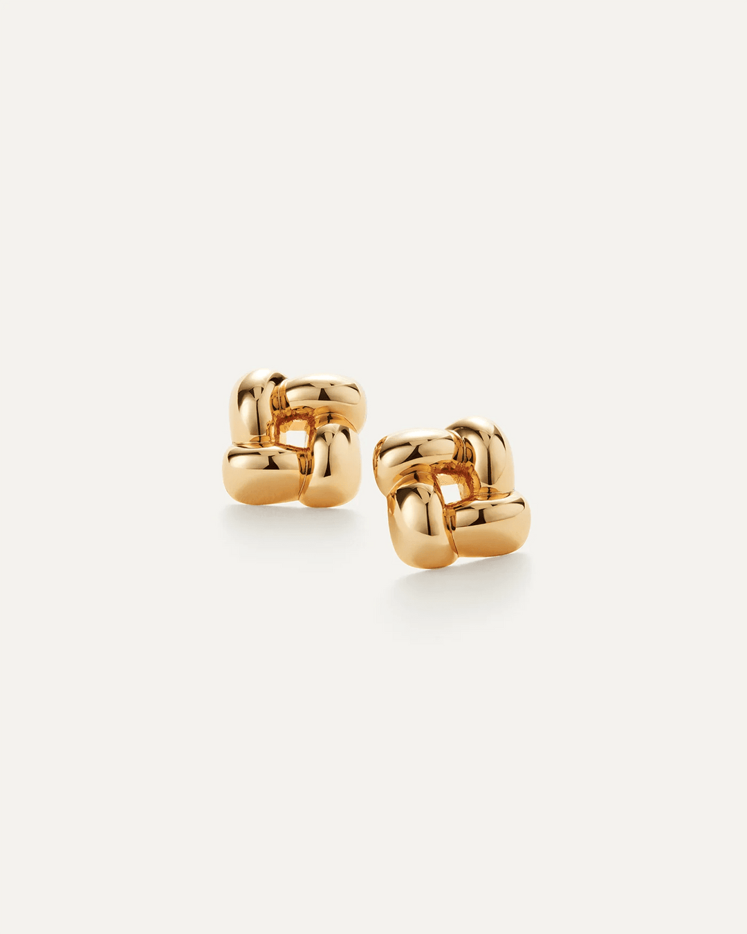 Small Woven Square Earrings in gold - obligato