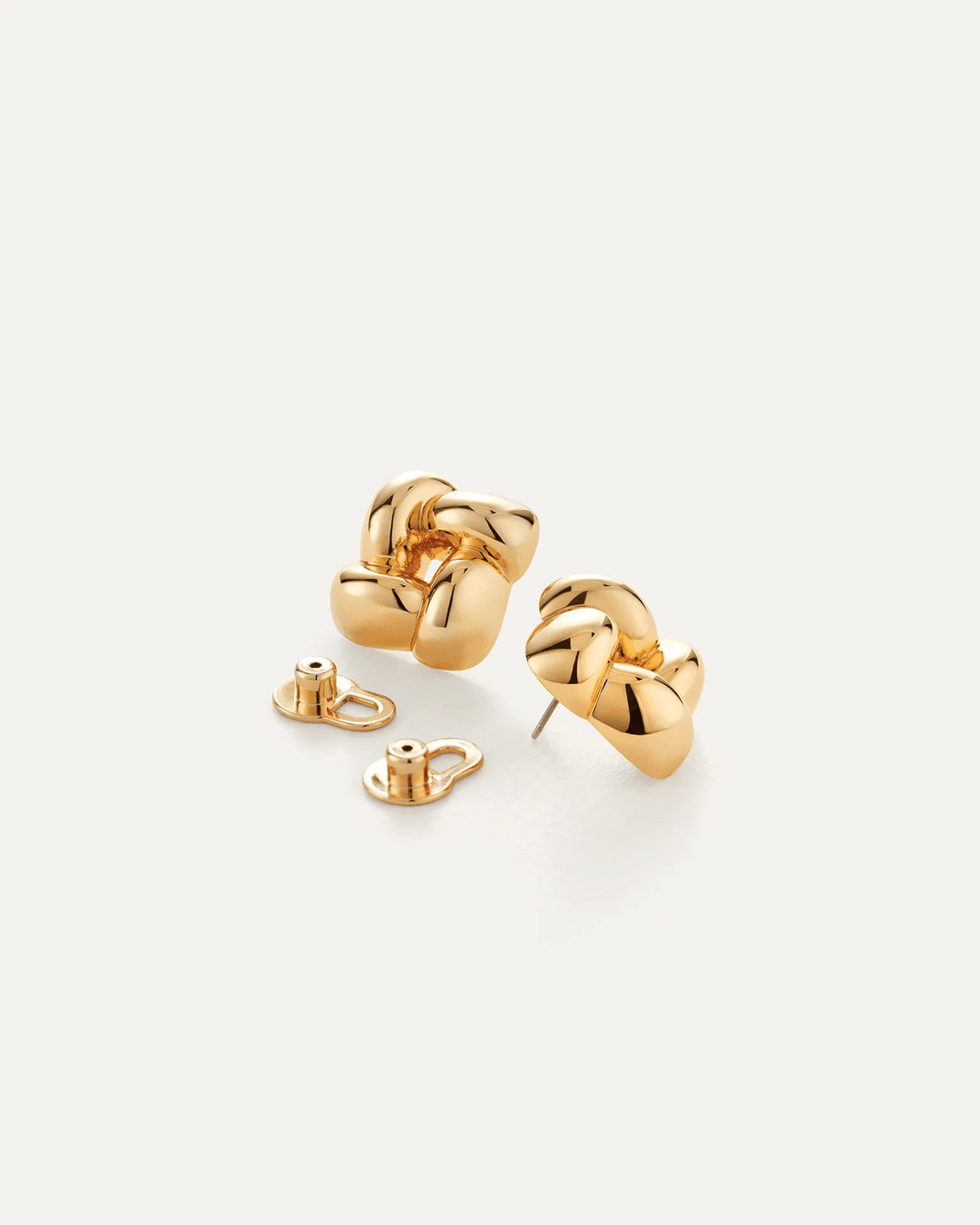 Small Woven Square Earrings in gold - obligato