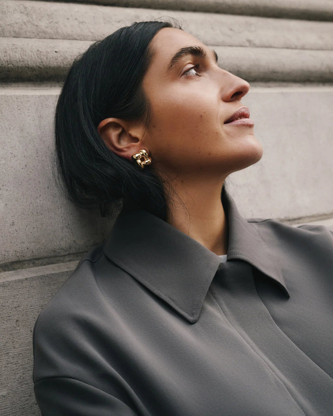 Small Woven Square Earrings in gold - obligato