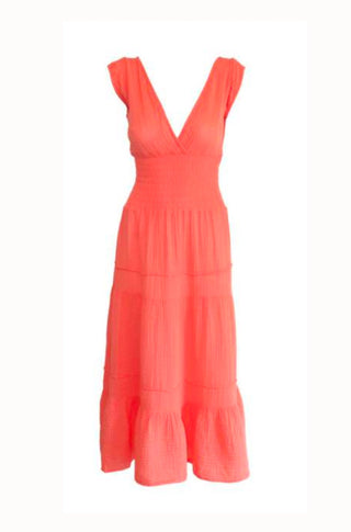 Smocked Dress in Coral Rock - obligato