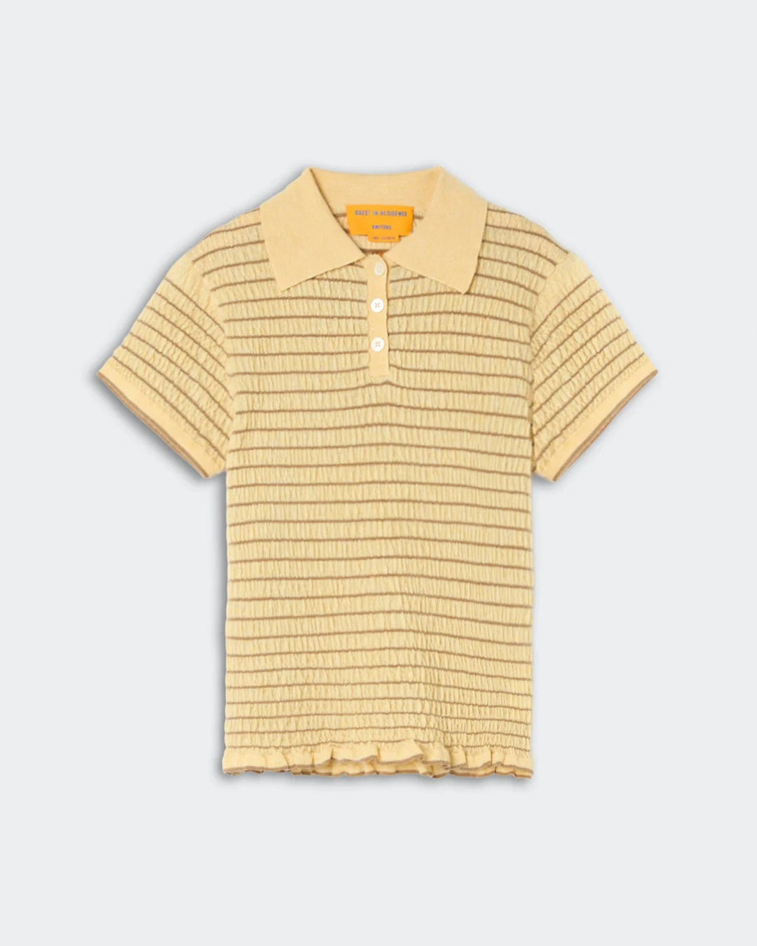 Smocked Shrunken Polo in Butter/ Camel - obligato