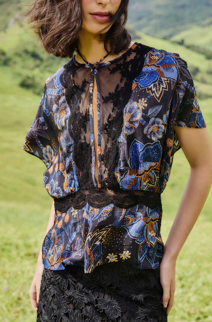 Snakes Bouquet Black Blouse - obligato