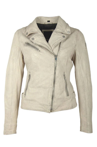 Sofia RF Leather Jacket, Off White - obligato