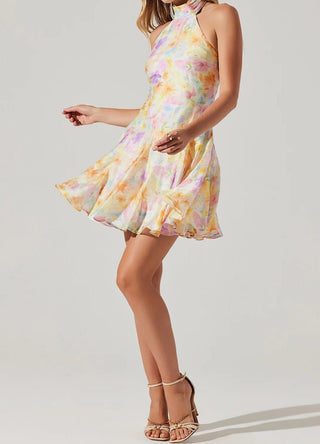 Sommar Floral Halter Mini Dress - obligato
