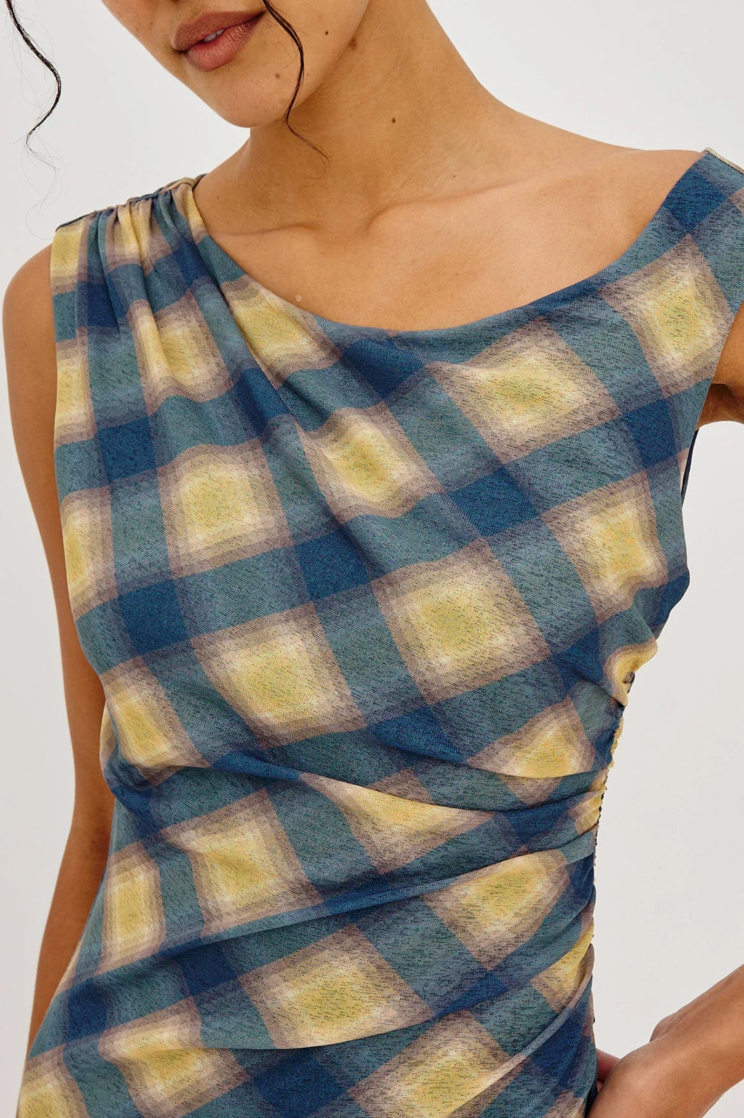 Sorra dress Navy Sage Plaid - obligato