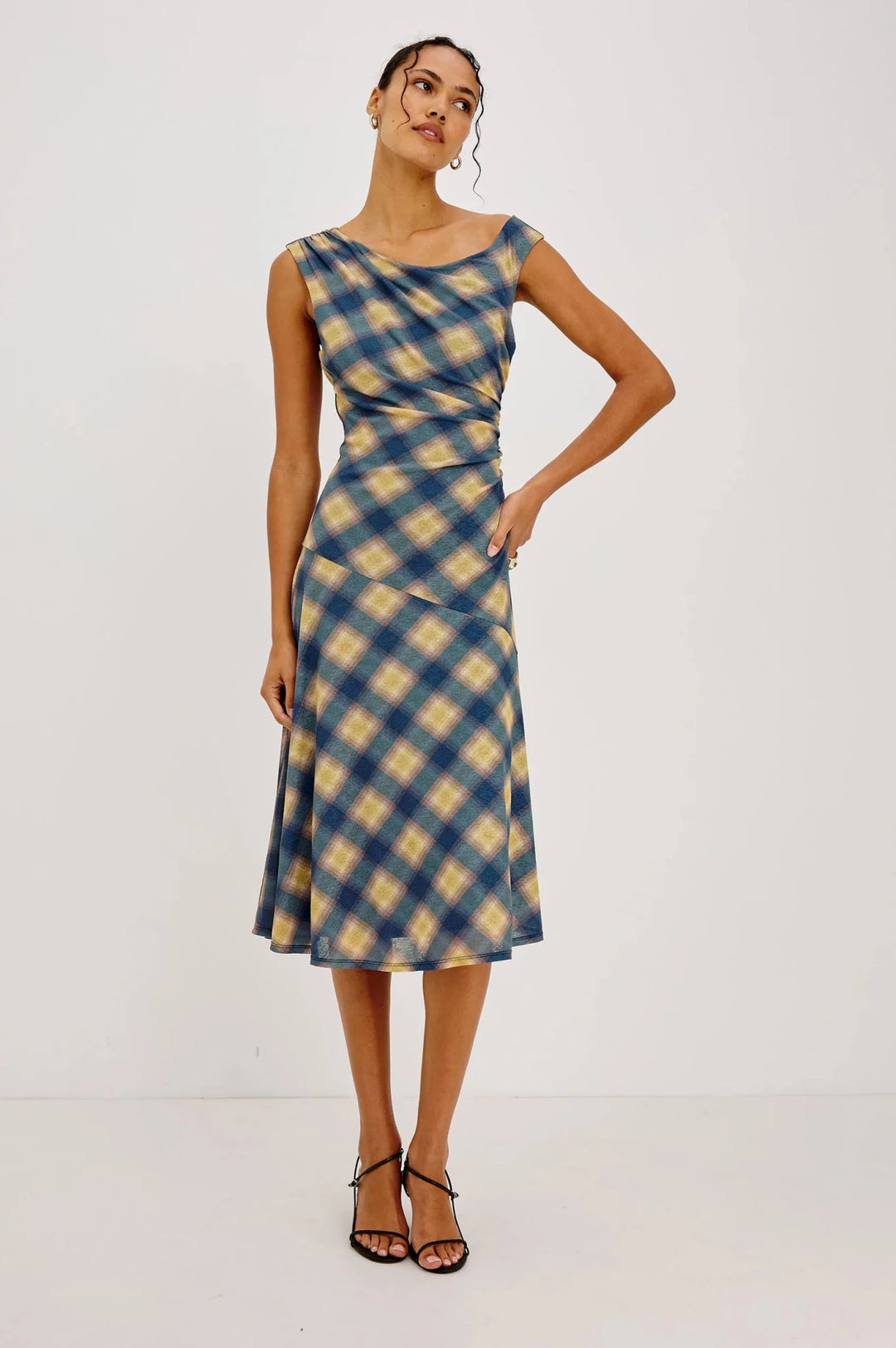 Sorra dress Navy Sage Plaid - obligato