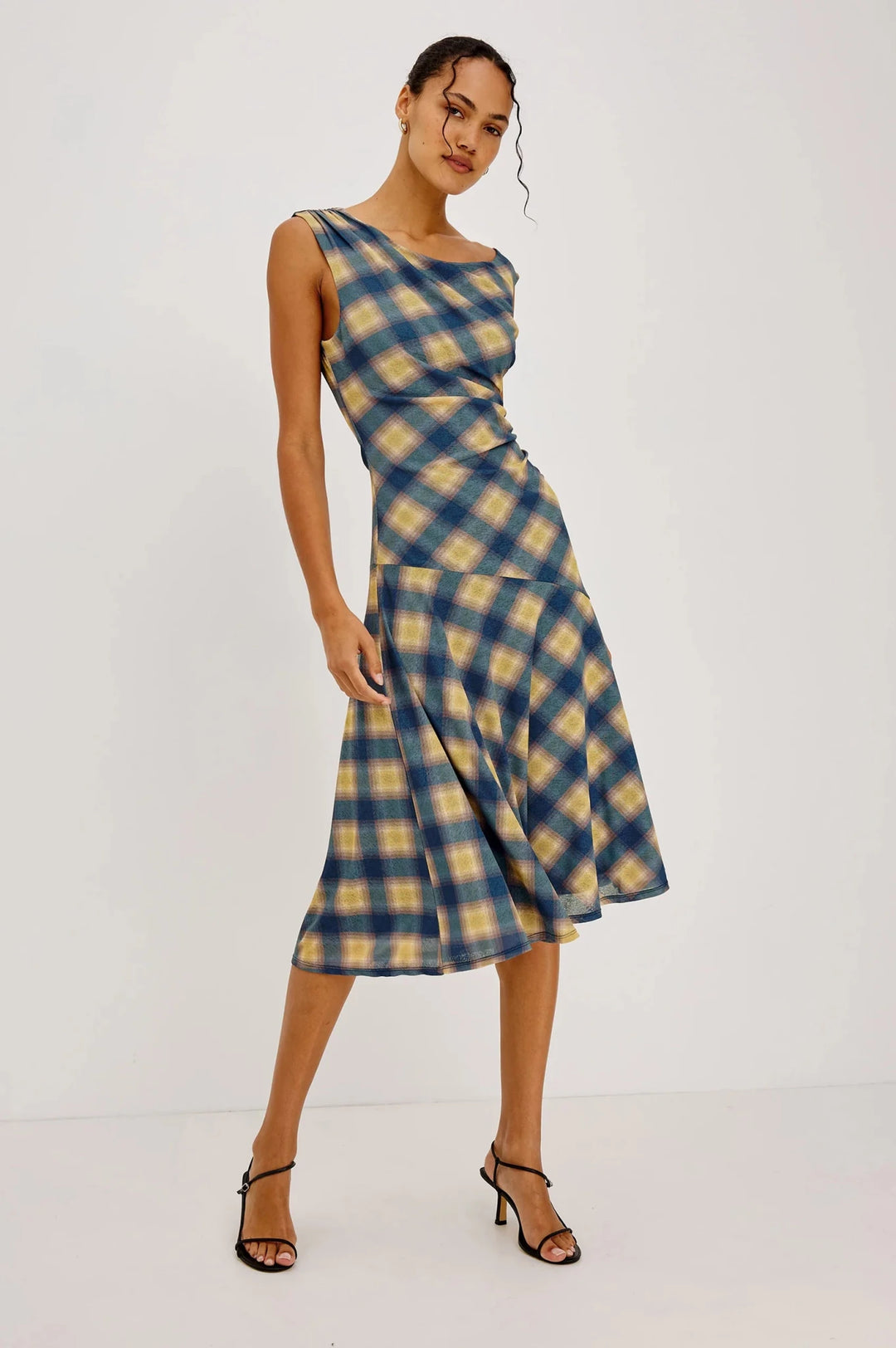 Sorra dress Navy Sage Plaid - obligato