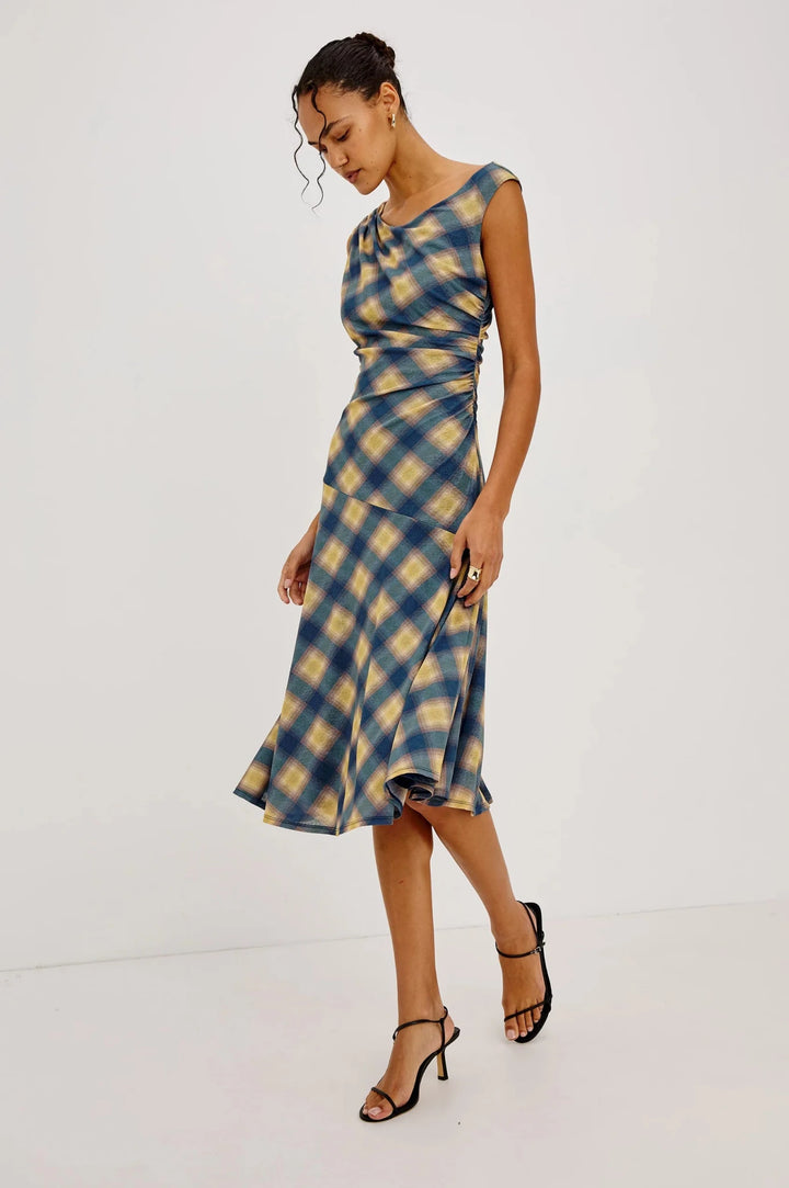 Sorra dress Navy Sage Plaid - obligato