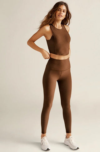 Spacedye Caught In The Midi High Waisted Legging in Bold Mocha - obligato