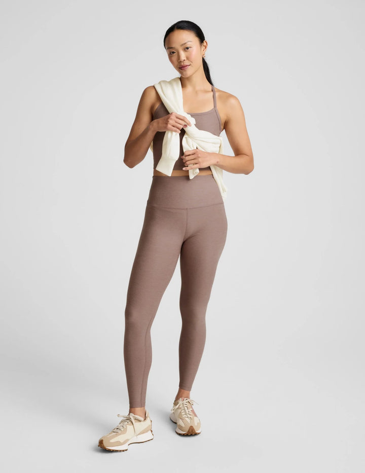 Spacedye™ Caught In The Midi High Waisted Legging in Rosey Taupe Heather - obligato