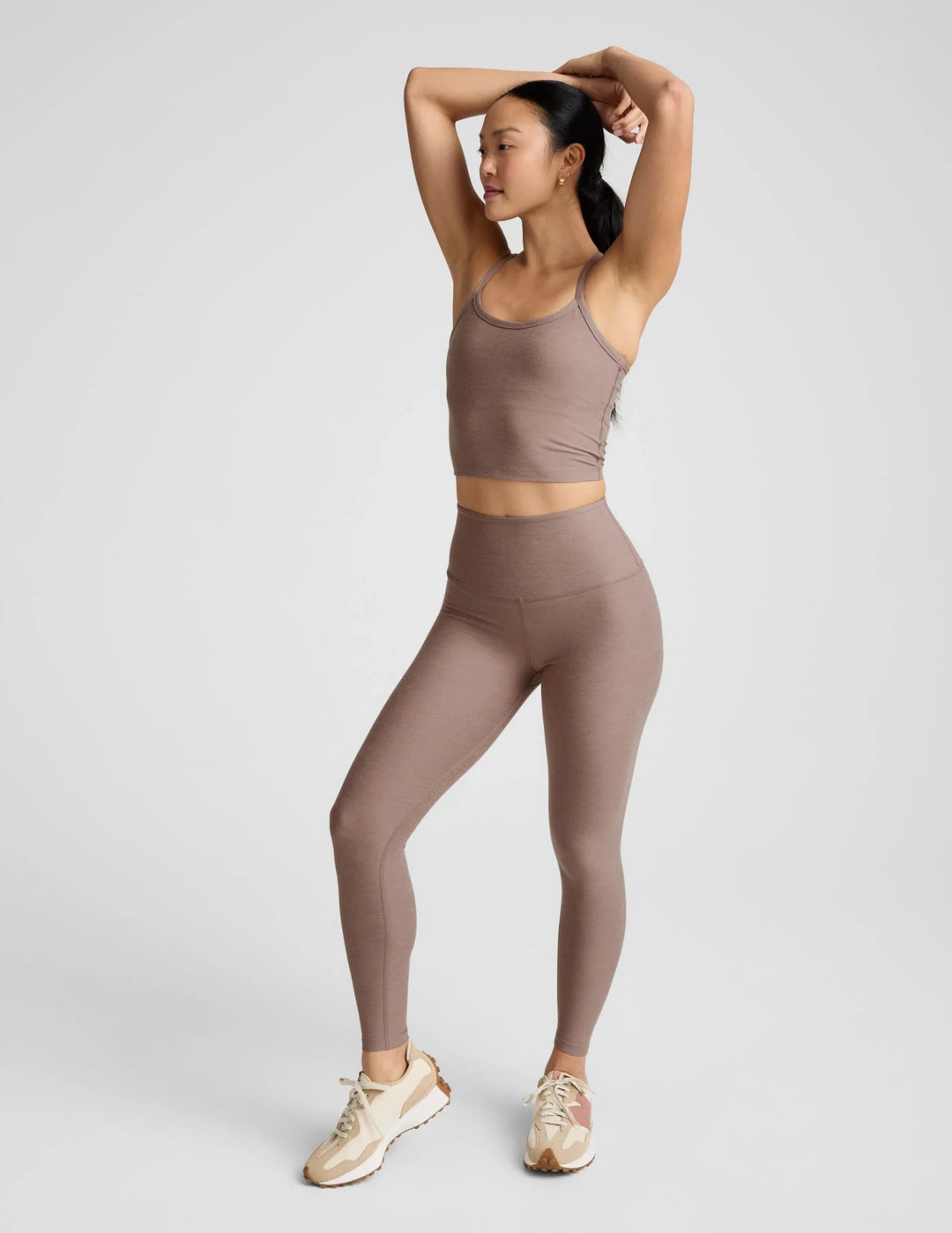 Spacedye™ Caught In The Midi High Waisted Legging in Rosey Taupe Heather - obligato