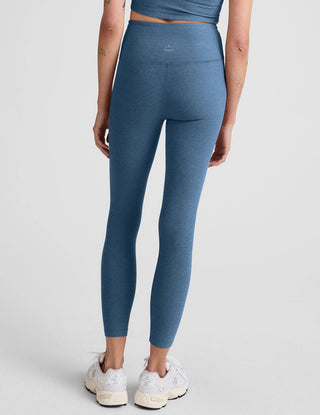 Spacedye Caught in the Midi HW Legging in Washed Denim - obligato