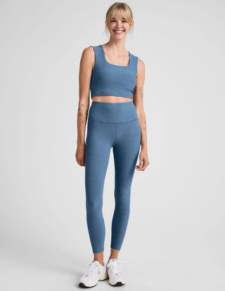 Spacedye Caught in the Midi HW Legging in Washed Denim - obligato