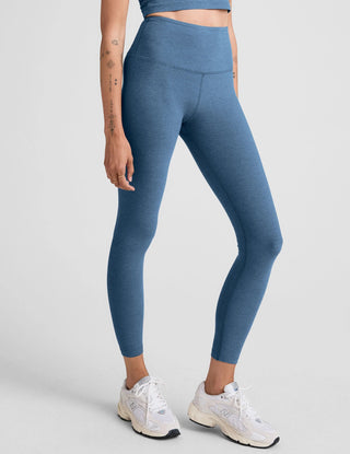 Spacedye Caught in the Midi HW Legging in Washed Denim - obligato