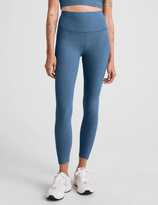 Spacedye Caught in the Midi HW Legging in Washed Denim - obligato