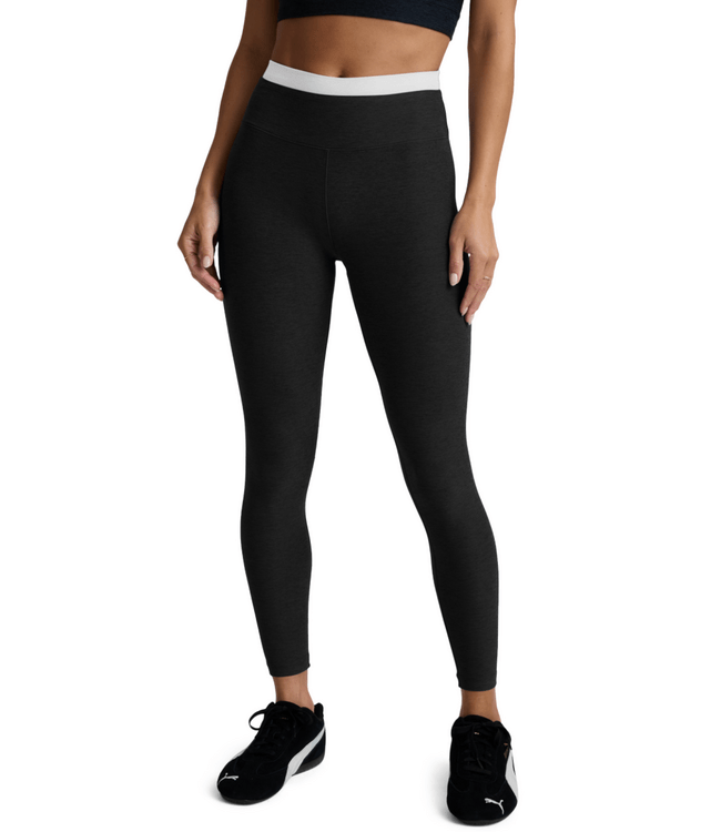 Spacedye Layered High Waist Midi Legging in Black - obligato
