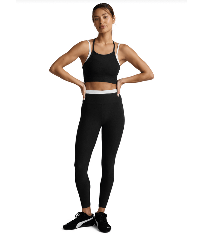 Spacedye Layered High Waist Midi Legging in Black - obligato