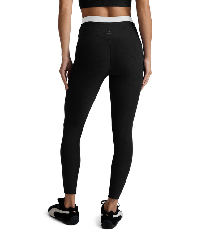 Spacedye Layered High Waist Midi Legging in Black - obligato