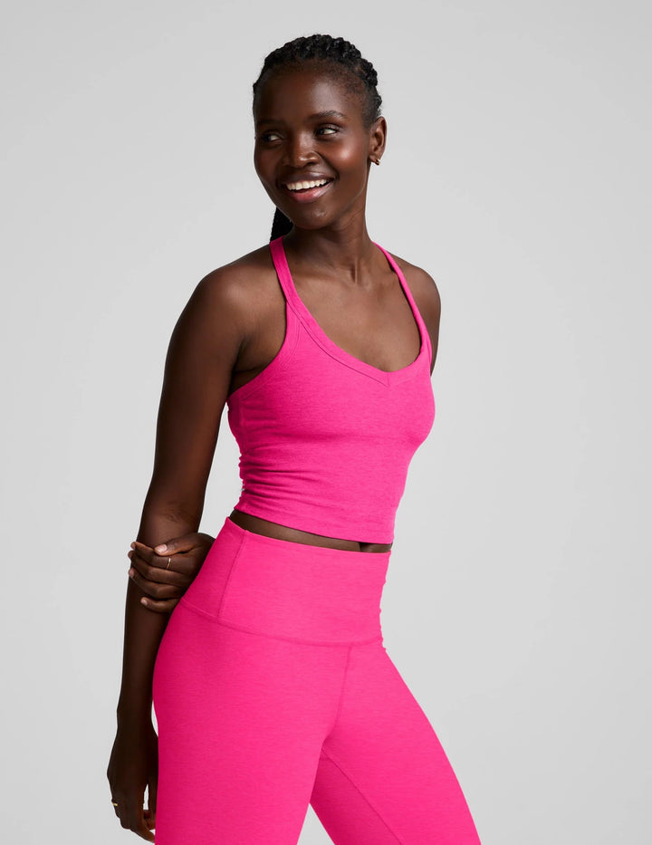 Spacedye™ On The Up Cropped Tank in Pink Glow Heather - obligato