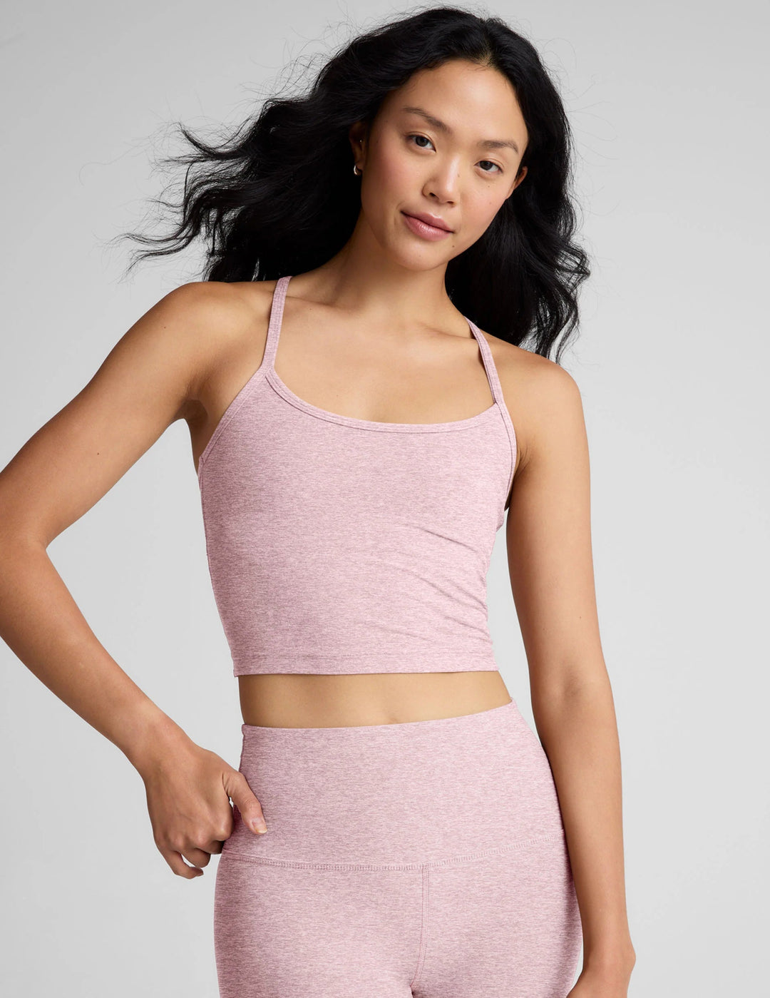 Spacedye Rcerback Cropped Tank in Blush Blooms Heather - obligato