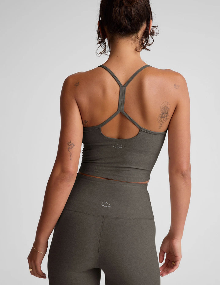 Spacedye Rcerback Cropped Tank in True Heather Gray - obligato