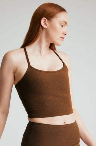 Spacedye Slim Racerback Cropped Tank in Bold Mocha - obligato