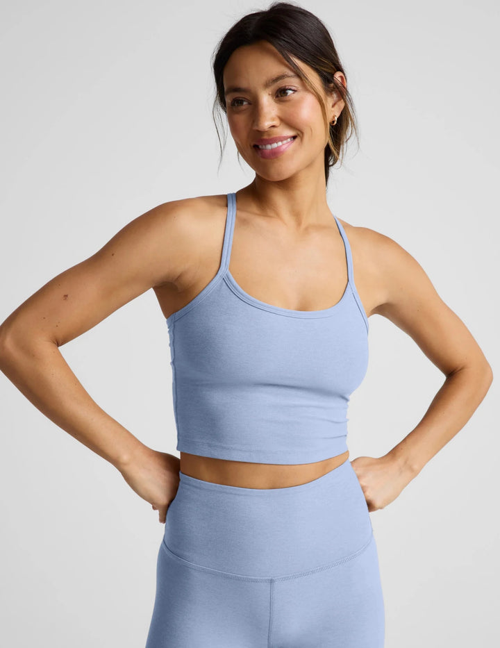 Spacedye™ Slim Racerback Cropped Tank in Pastel Periwinkle - obligato