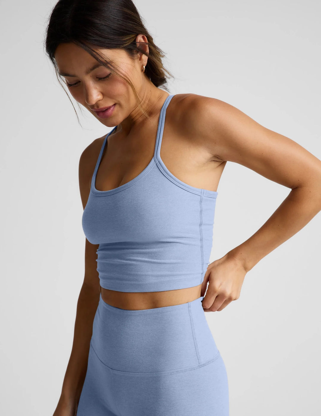 Spacedye™ Slim Racerback Cropped Tank in Pastel Periwinkle - obligato