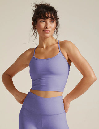 Spacedye Slim Racerback Cropped Tank in Periwinkle Cloud Heather - obligato